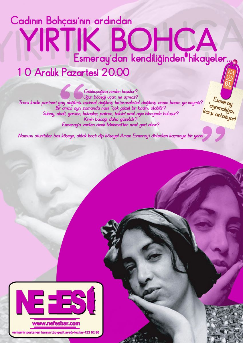 Esmeray Yırtık Bohça ile Bu Akşam Nefes Bar&rsquo;da Kaos GL - LGBTİ+ Haber Portalı